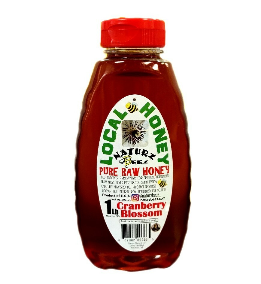 RAW CRANBERRY BLOSSOM HONEY 1LB / 454g Squeeze Bottle 100% PURE RAW HONEY