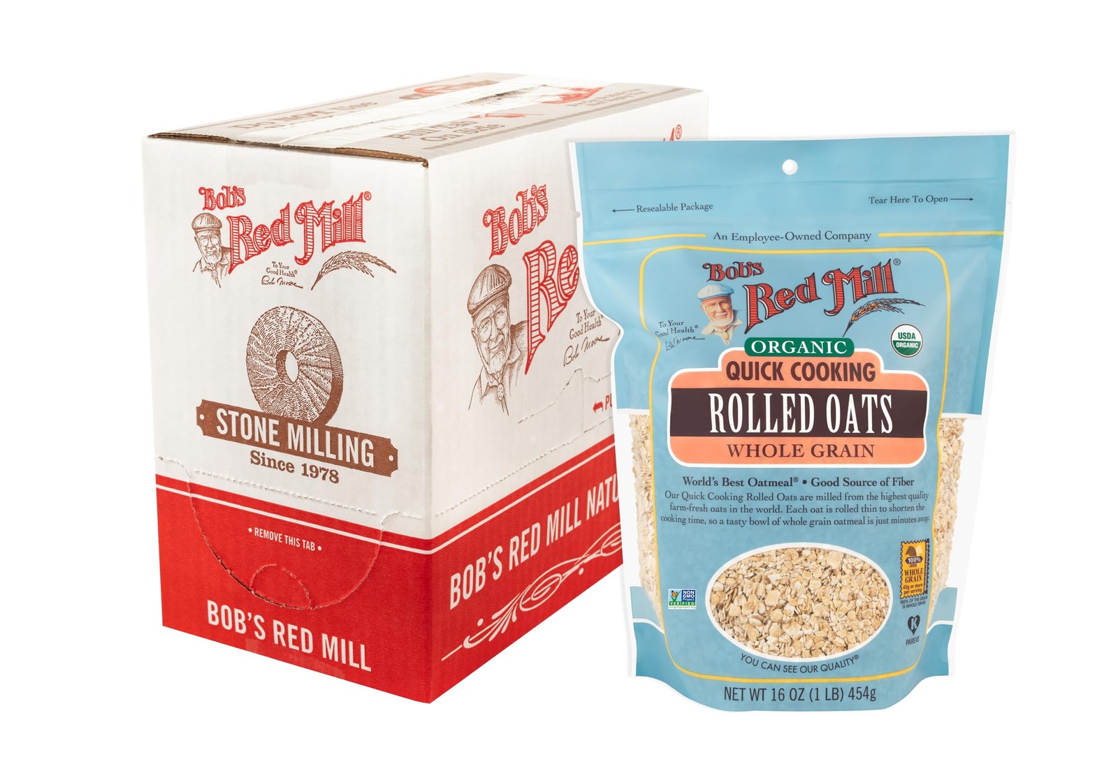 Bob’s Red Mill Organic Quick Cooking Rolled Oats, 16oz (Pack of 4) – Organic, No