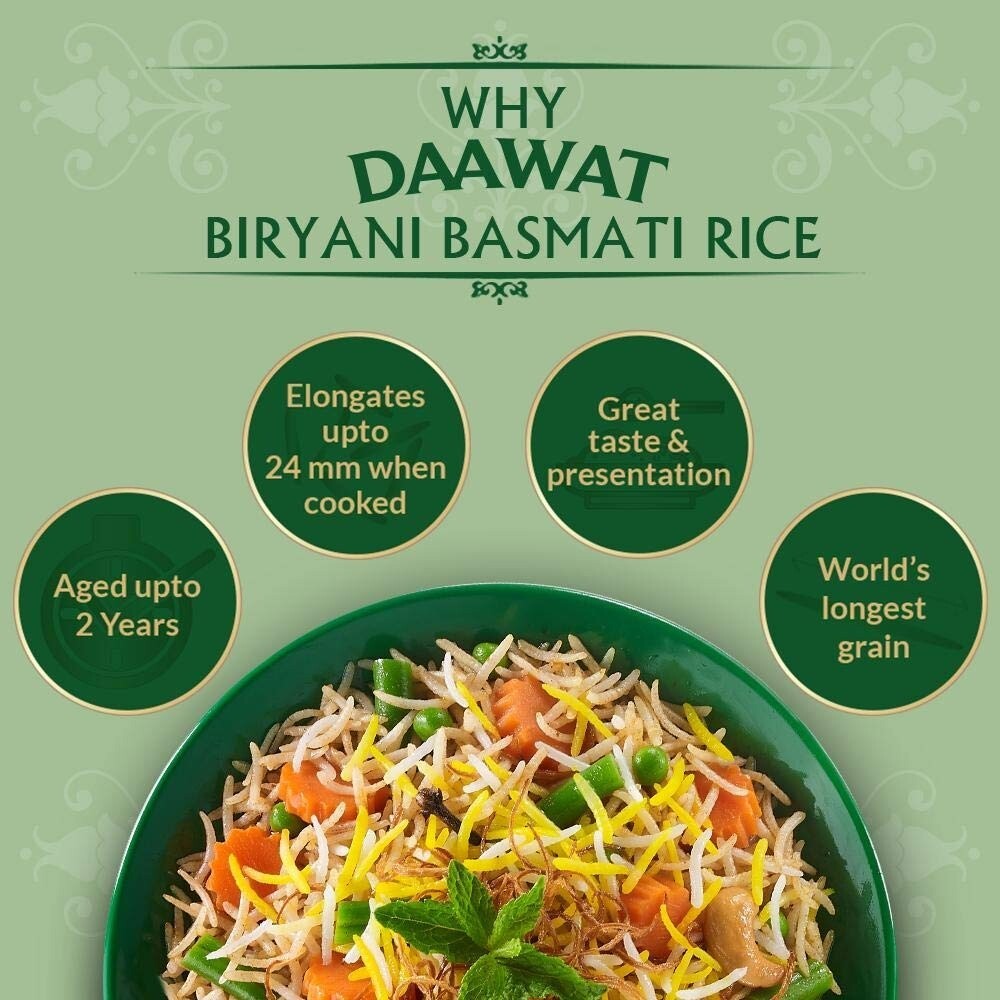 Daawat Biryani, World’s Longest Grain, Aged Basmati Rice, 5 Kg