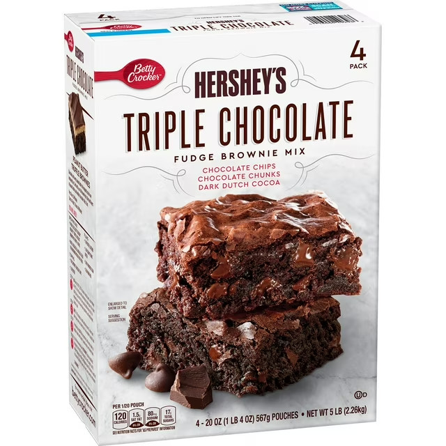 Betty Crocker Hershey’s Fudge Brownie Mix, Triple Chocolate – 20 oz. Each, 4 Pac