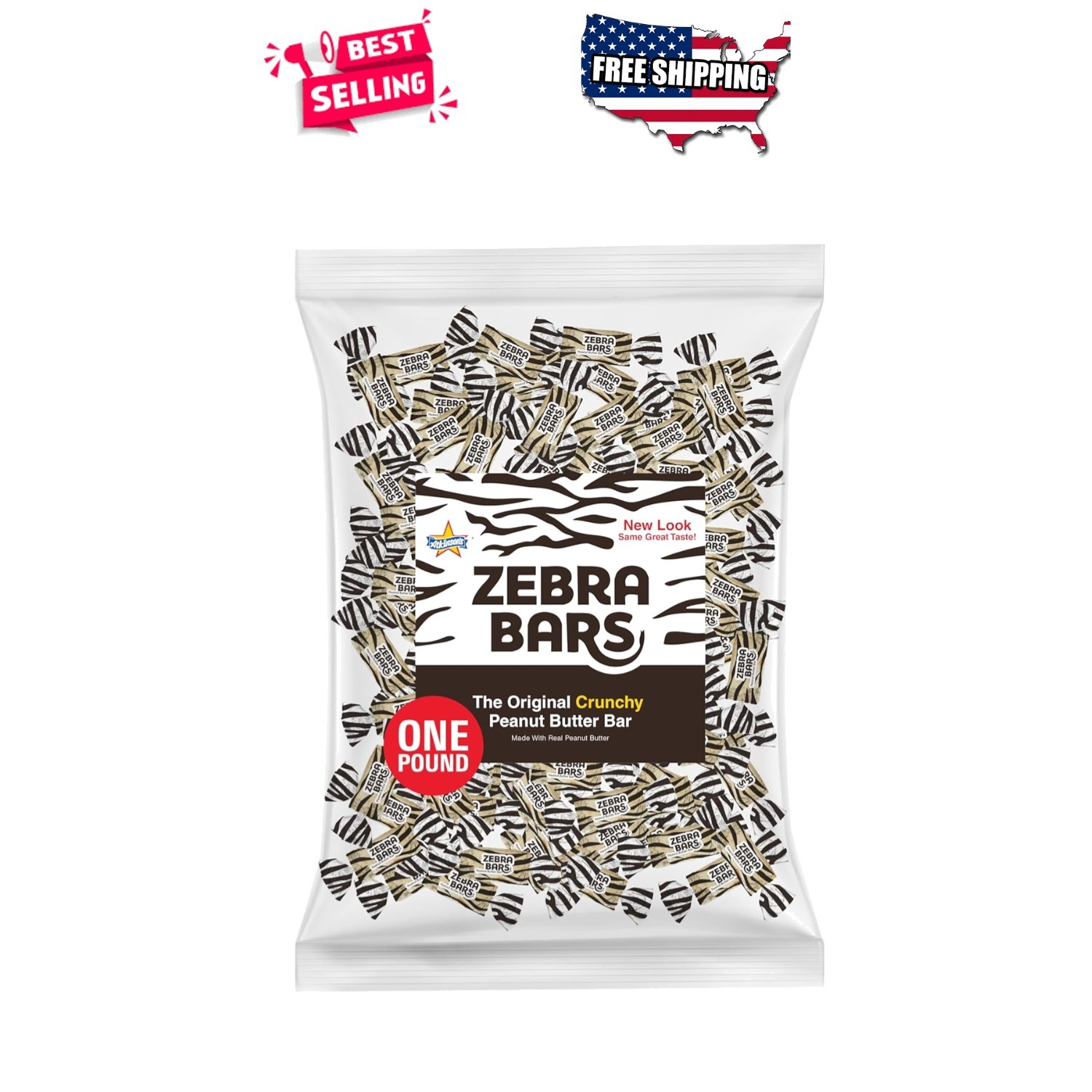 Peanut Butter Candy Bars 1 Pound Bag Approx 60 Count Individually Wrapped