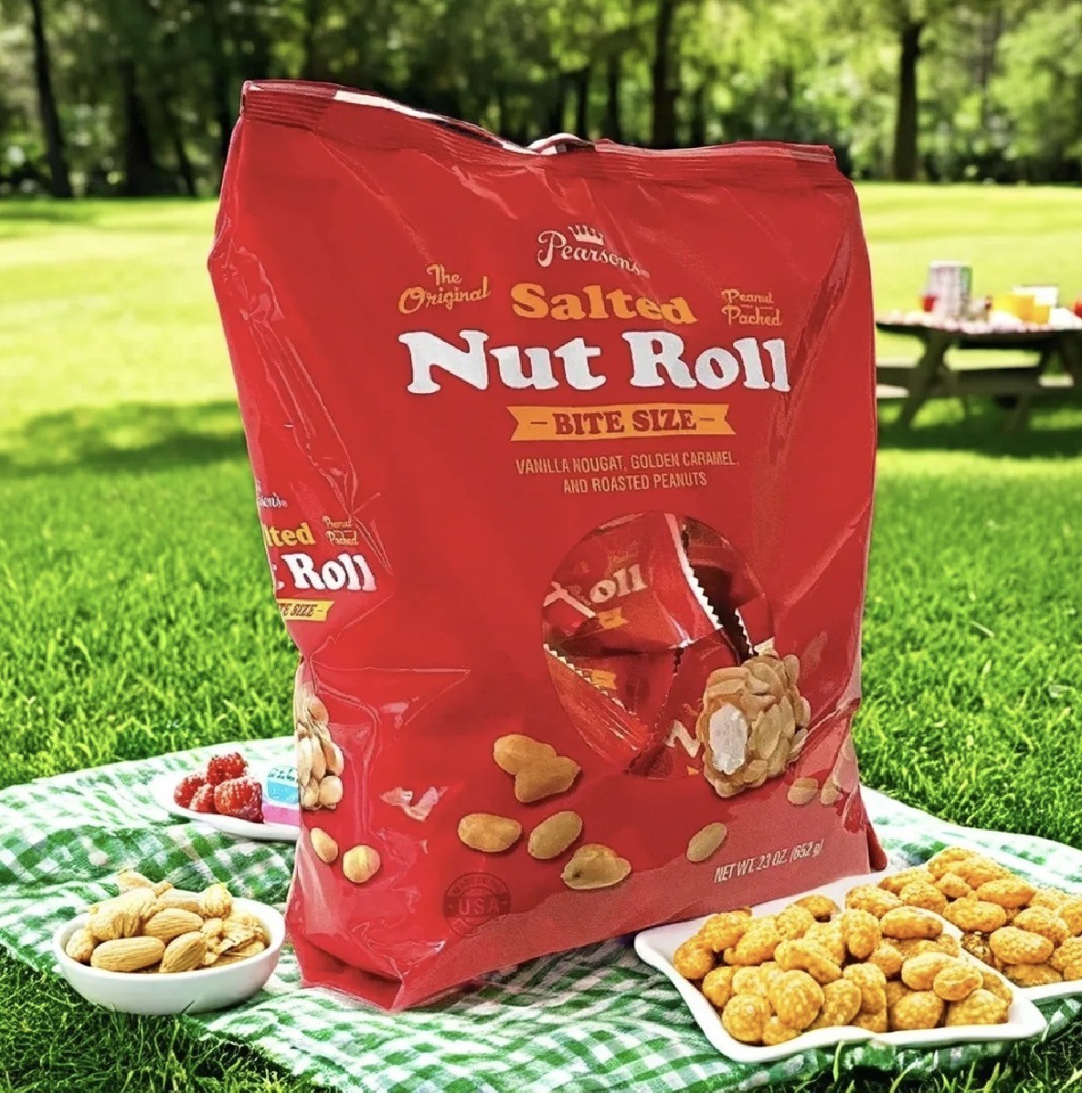 Pearsons Bite-size Salted Nut Roll Candy Bars| Loaded with Crunchy Roasted Pean