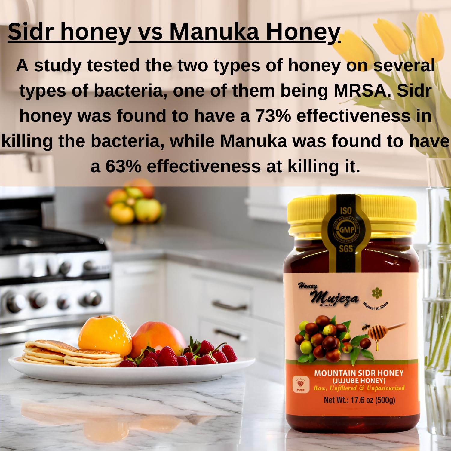 Mountain Sidr Honey 500g – Unheated, Raw, Gluten Free, 100 Natural