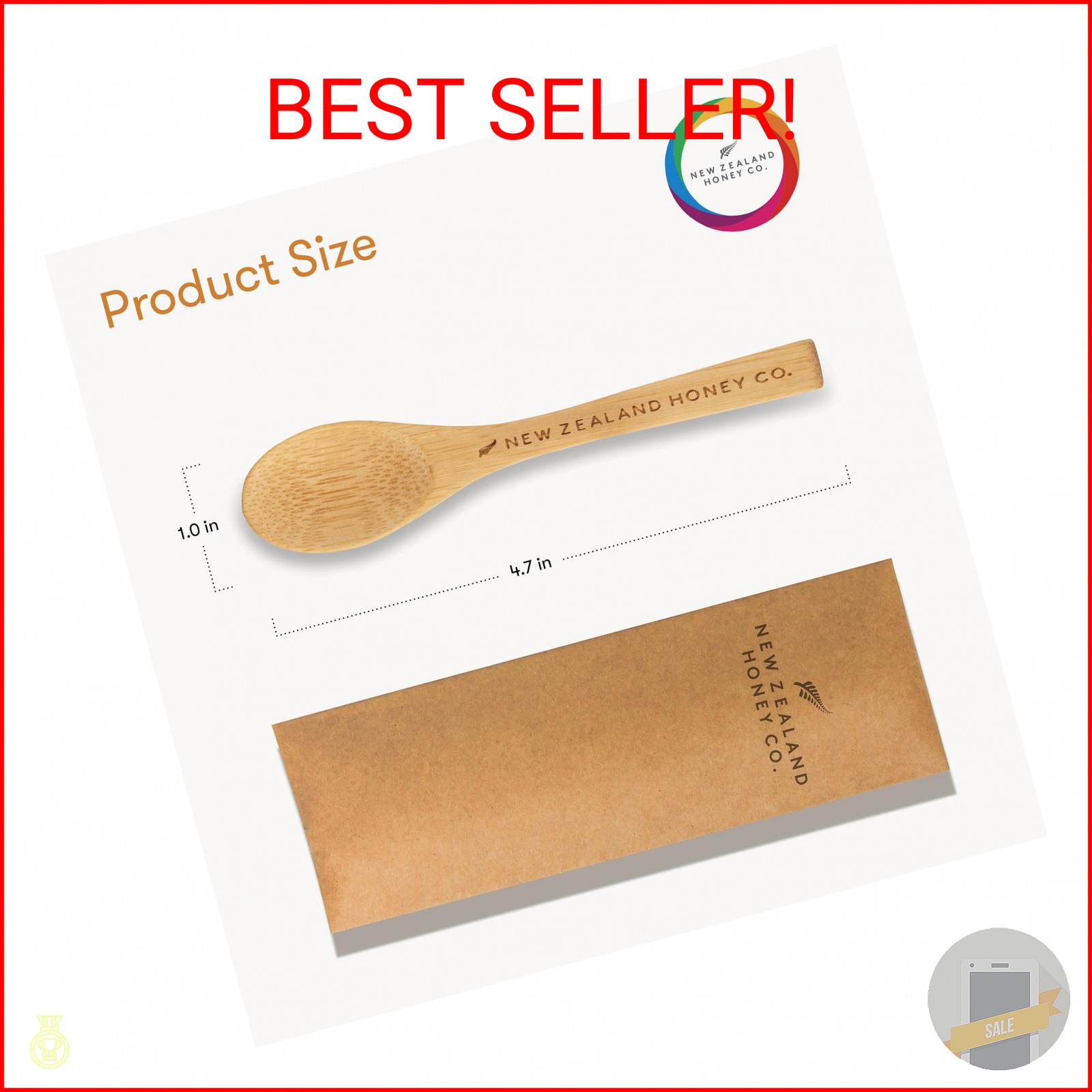 New Zealand Honey Co. Manuka Honey Bamboo Spoon 4.7″ (12cm)