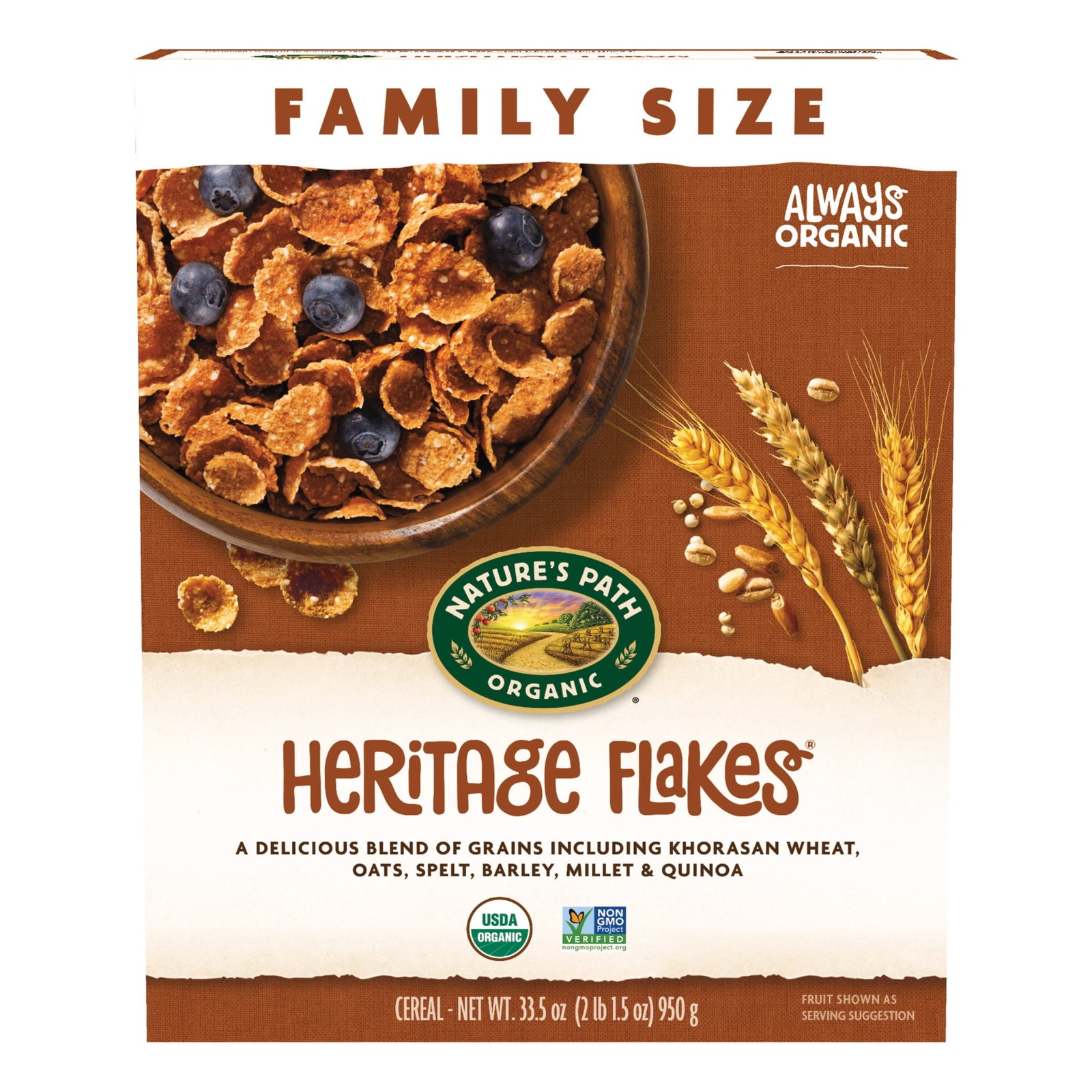 Nature’s Path Organic Breakfast Cereal, Heritage Flakes®, 33.5oz Box