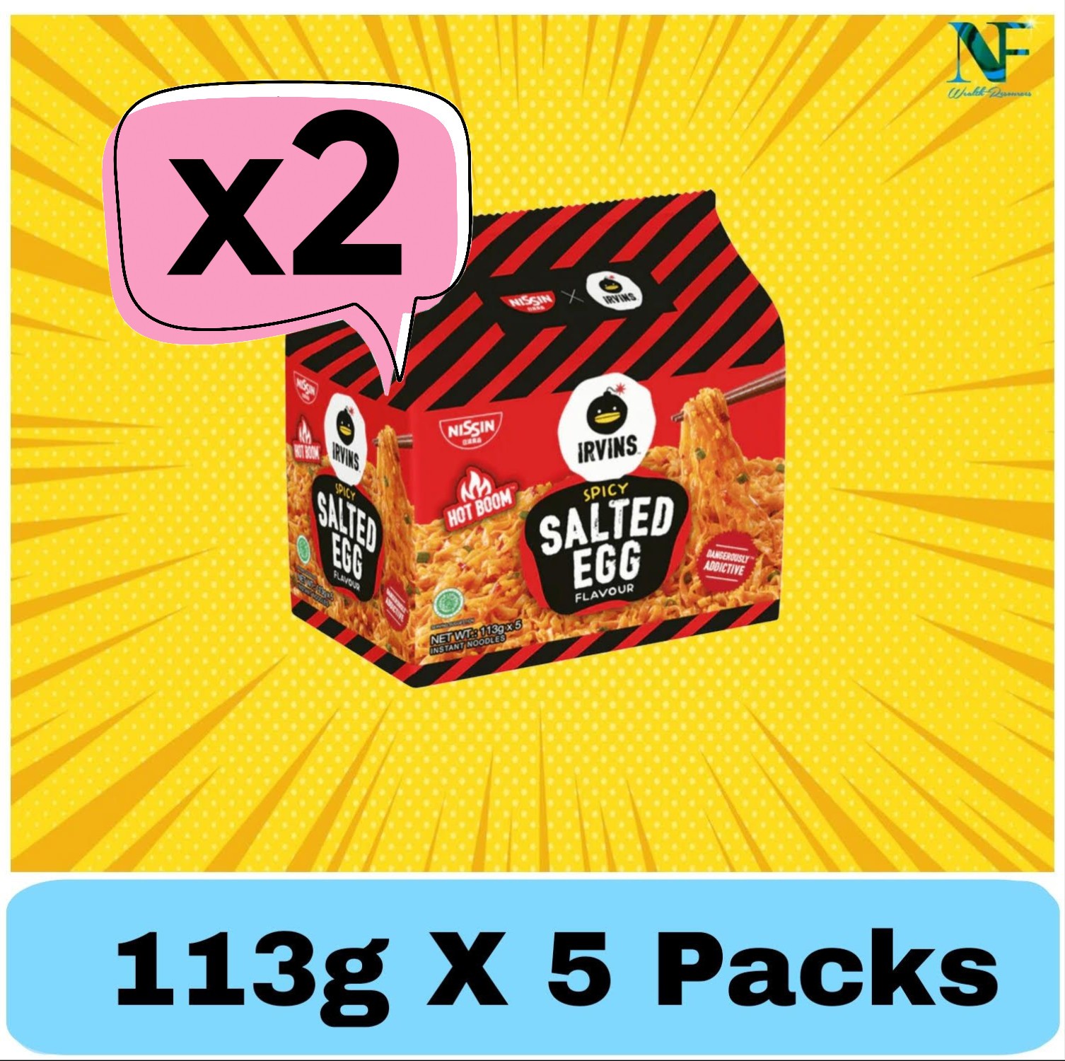 2x113gx5 NISSIN x IRVINS Salted Egg Spicy Instant Noodles Summer Picnic Food