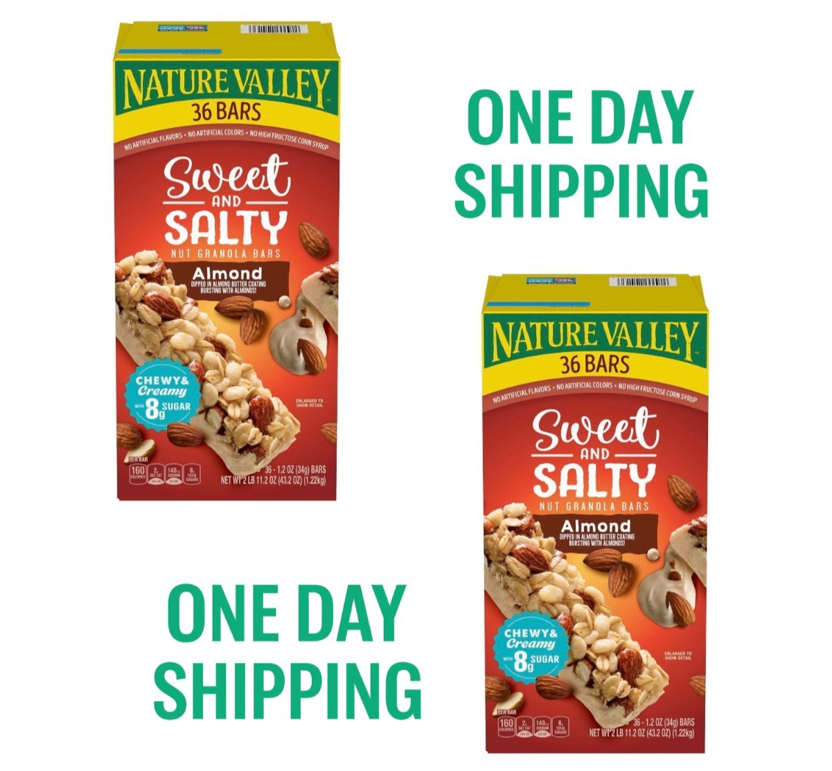 2 Packs Nature Valley Sweet Salty Almond Granola Bars 36ct Each 72ct Total Bulk