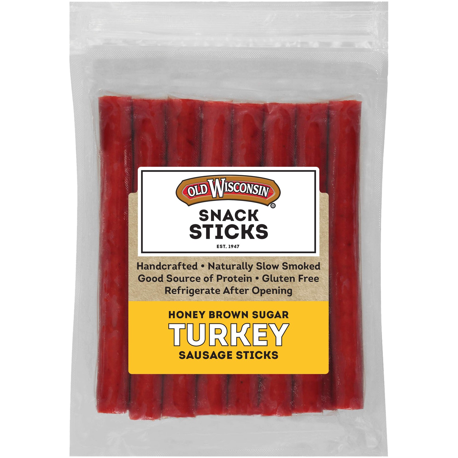 Old Wisconsin Honey Brown Sugar Turkey Sausage Snack Sticks, Naturally
