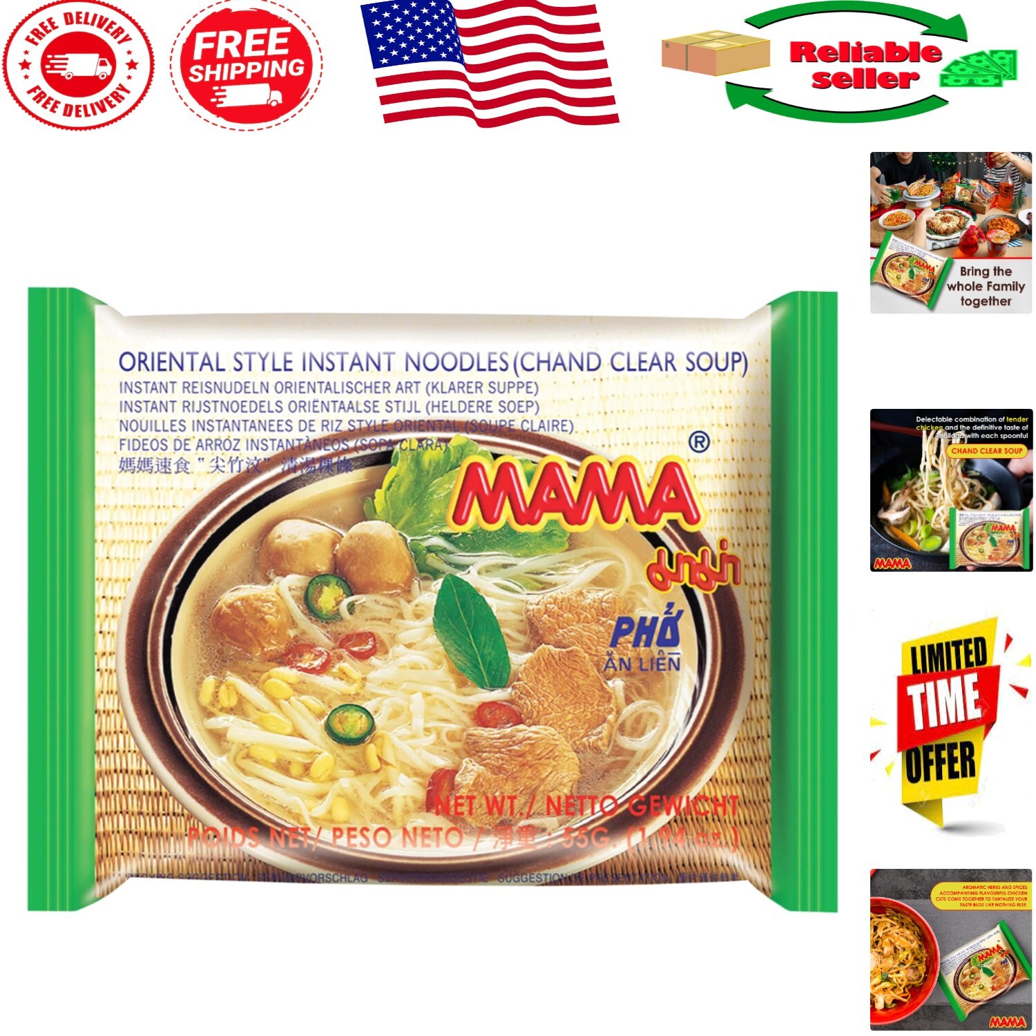 30 Pack Chand Clear Soup Hot & Spicy Instant Noodles – Zero Trans Fat, Low Cal