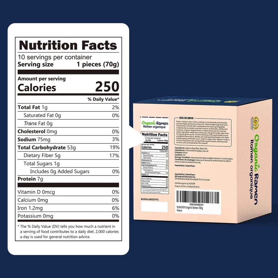 Organic Ramen Noodles Healthy Low Sodium Ready in 3 Minutes Non-Fried Instant No