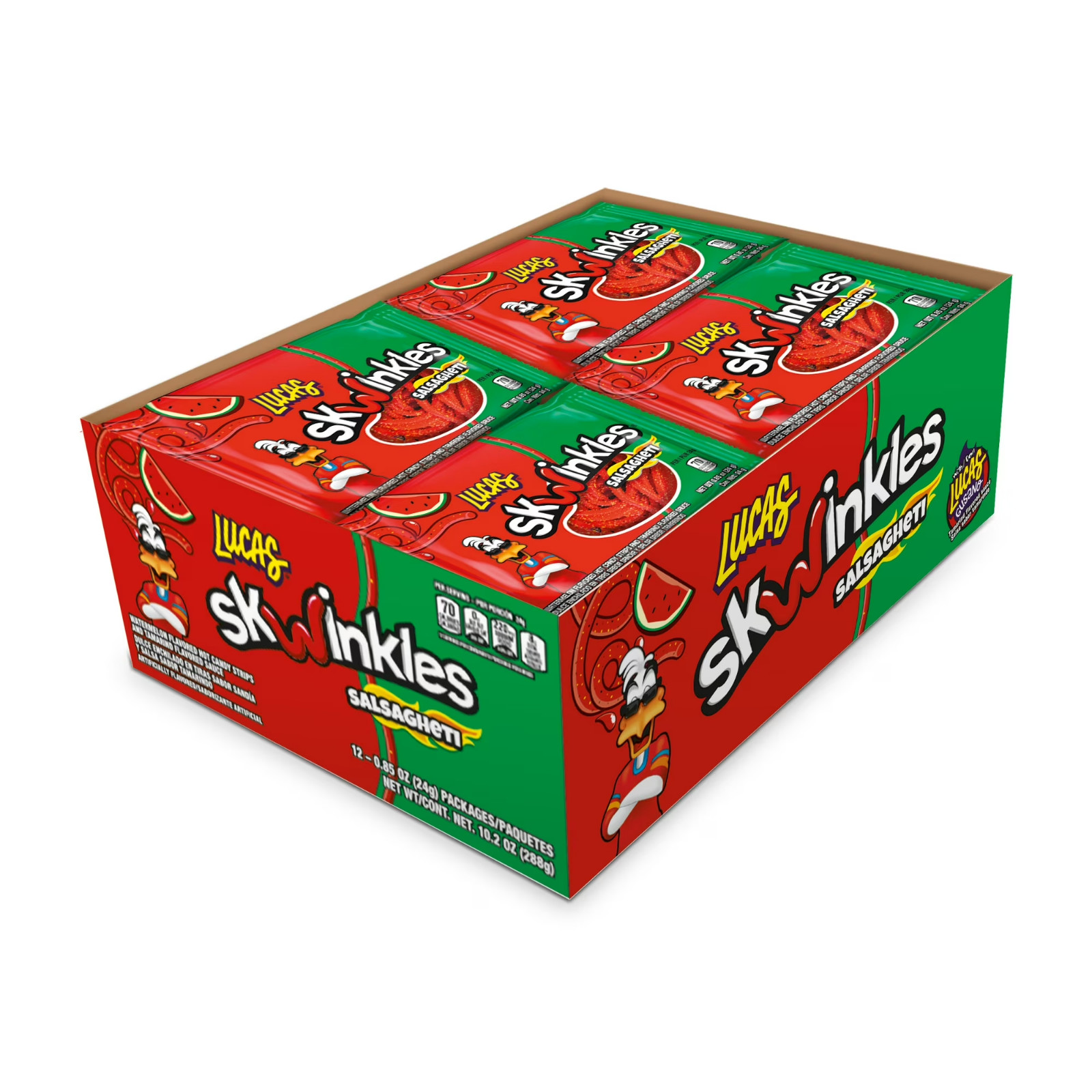 Lucas Skwinkles Salsagheti Watermelon, 0.85 oz, 12 Packages