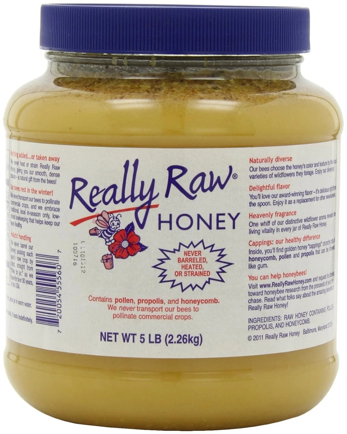 Really Raw Honey Jar Unprocessed Raw Honey 5lb Free Shipping