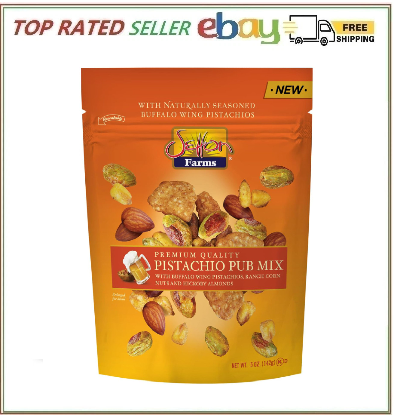 Setton Farms Pistachio Pub Mix 5 Oz. Bag. With Buffalo Wing Pistachios