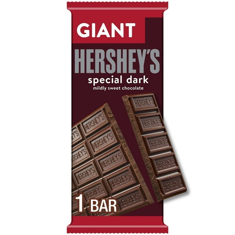Hershey’s Special Dark Mildly Sweet Chocolate Giant Candy, Bar 7.56 oz 25 Pieces