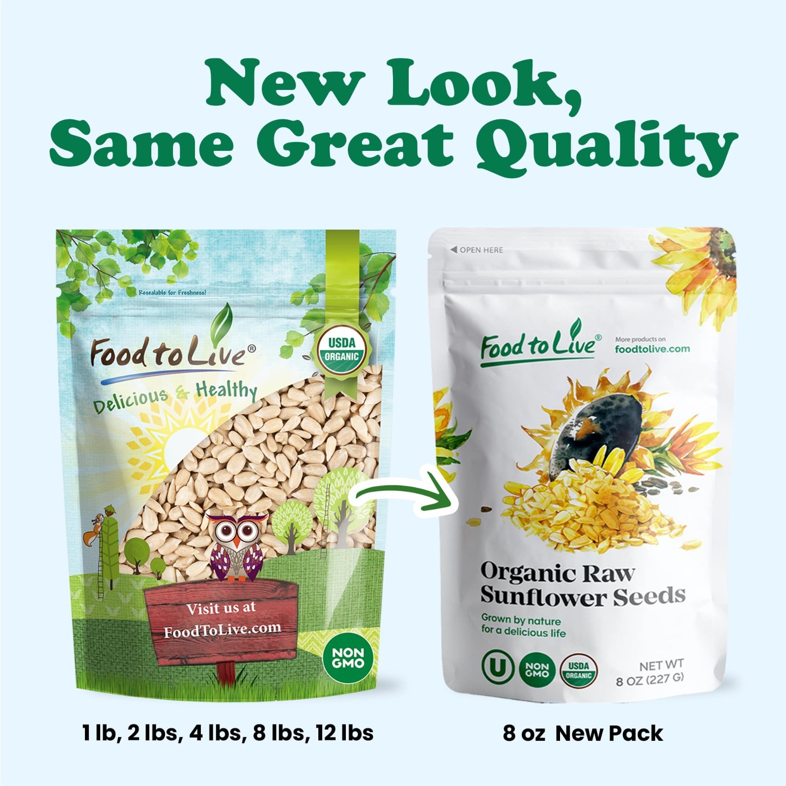 Organic Sunflower Seeds – Hulled, Non-GMO, Unsalted, Kosher – by Food to Live