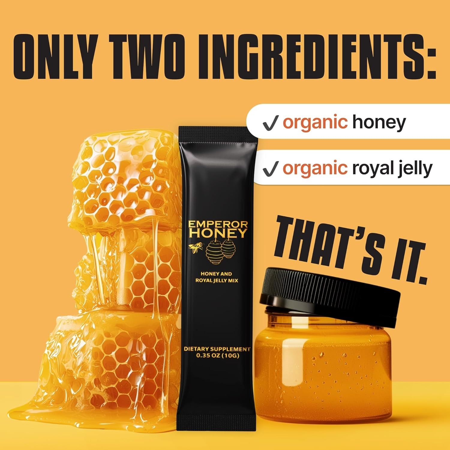 Raw Organic Honey with Royal Jelly and Bee Pollen – 24 Portable Packets