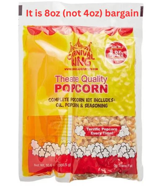 Carnival King All-In-One Popcorn Kit for 8 oz. to 10 oz. Poppers – 24/Case