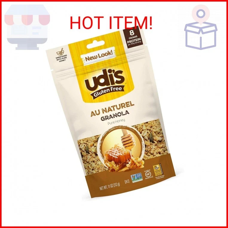 Udi’s Gluten Free Au Naturel Granola, Dairy Free and Egg Free, Pure Honey , 11Ou