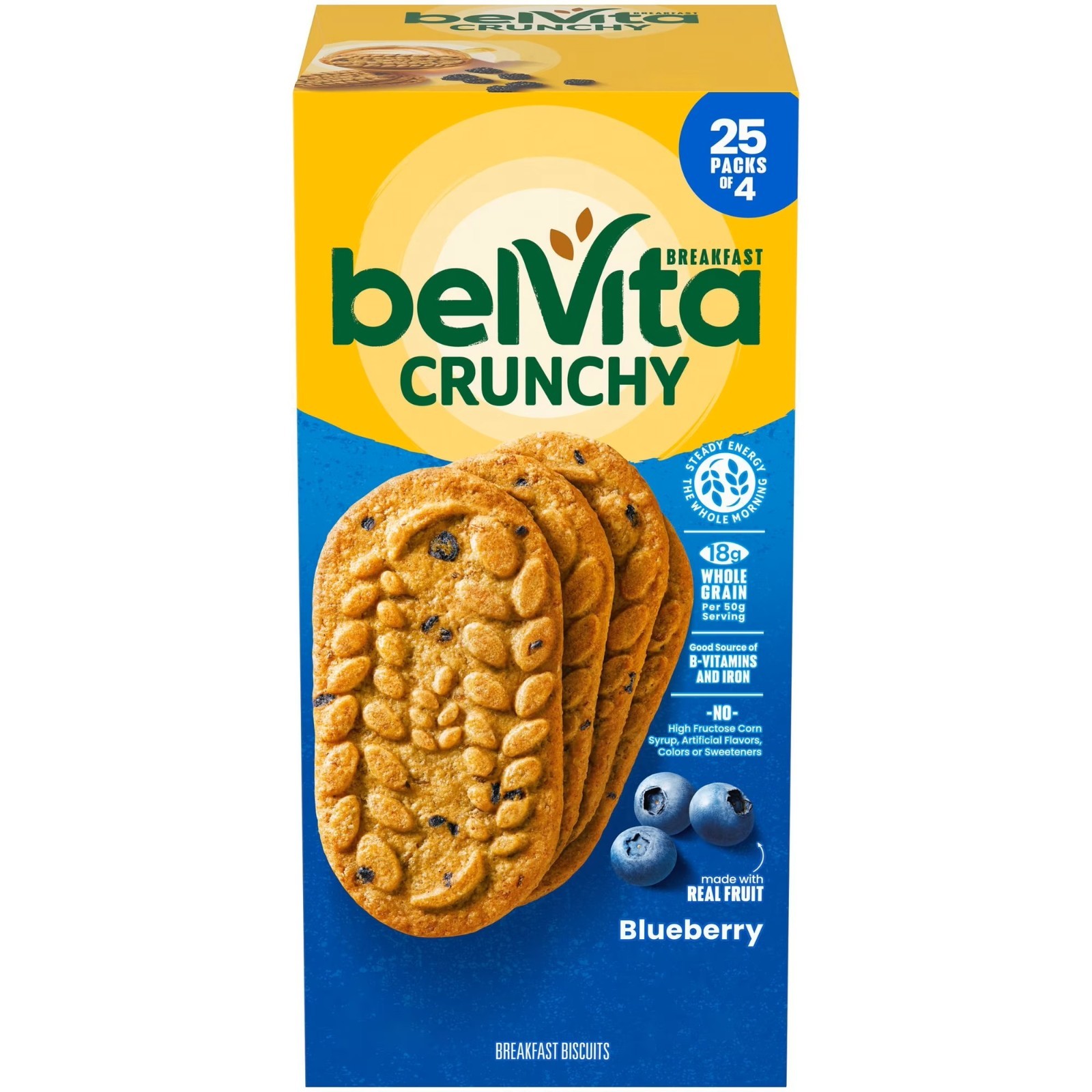 belVita Blueberry Breakfast Biscuits,4 biscuits per pack, 25 pk Great Price