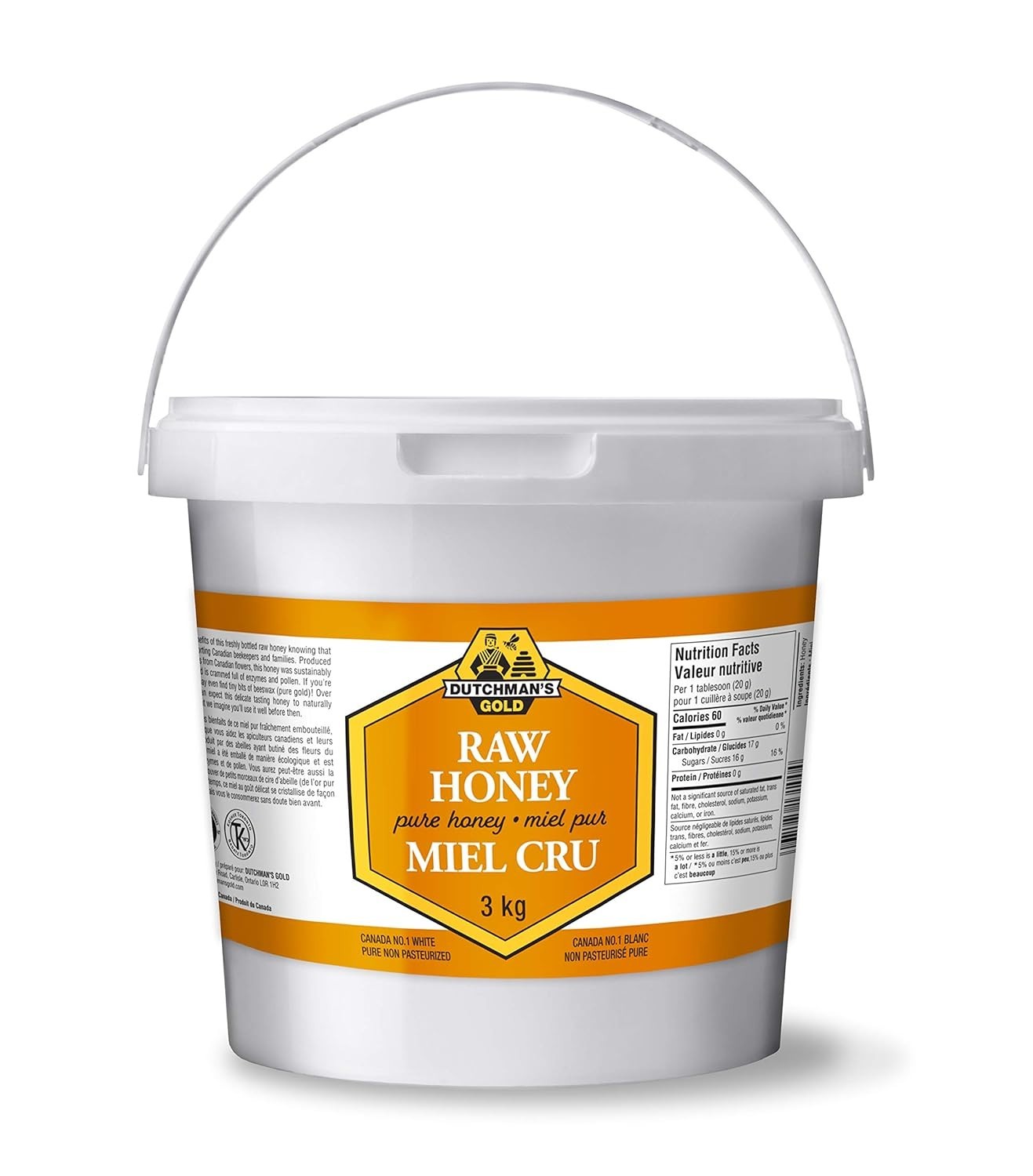 6.6 lbs Pure Canadian Raw Honey – Unfiltered, Non-Pasteurized, Gourmet Approved