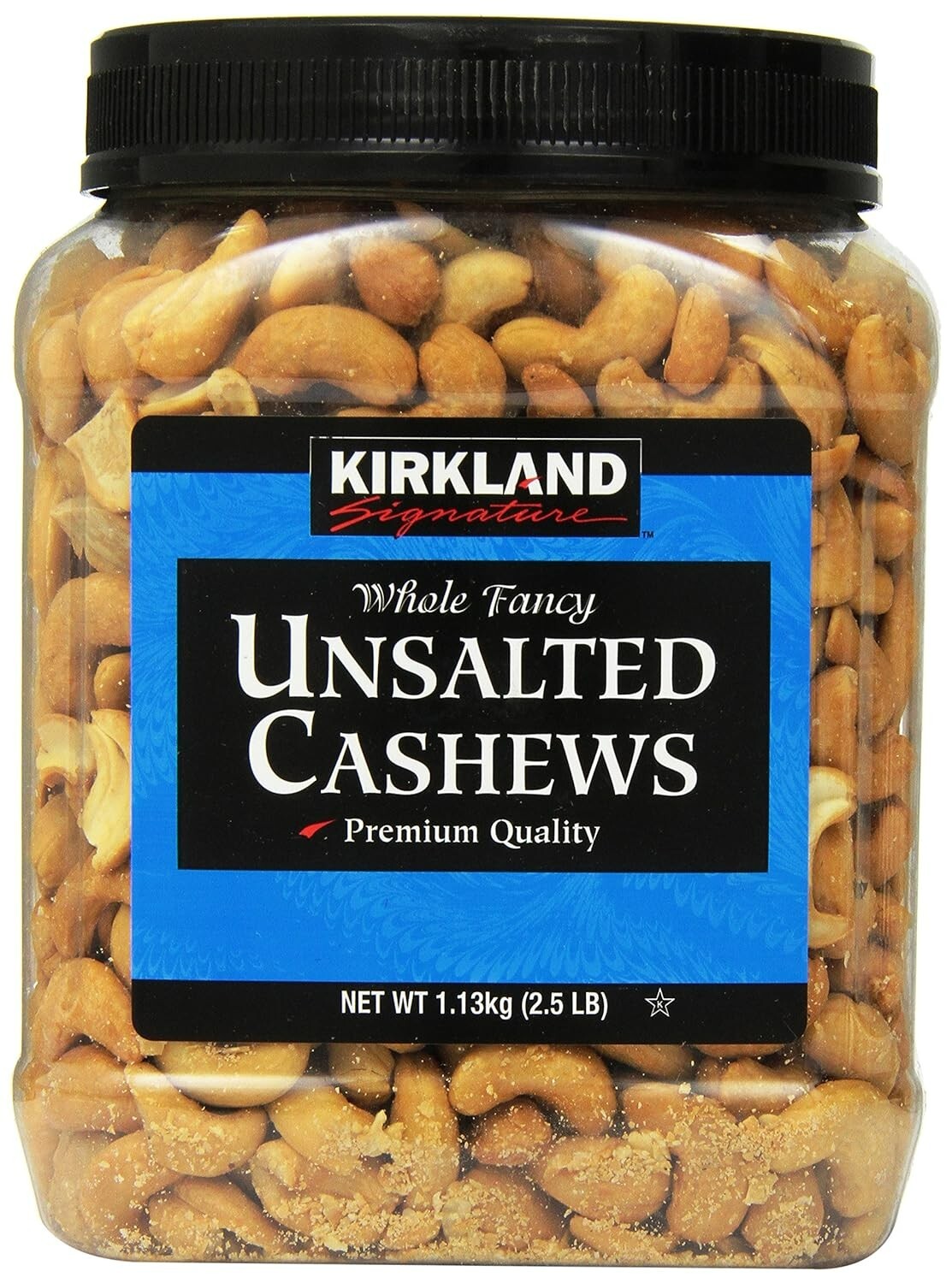 Kirkland Signature Unsalted Cashews Whole Fancy Premium Quality , 2.5 Pounds
