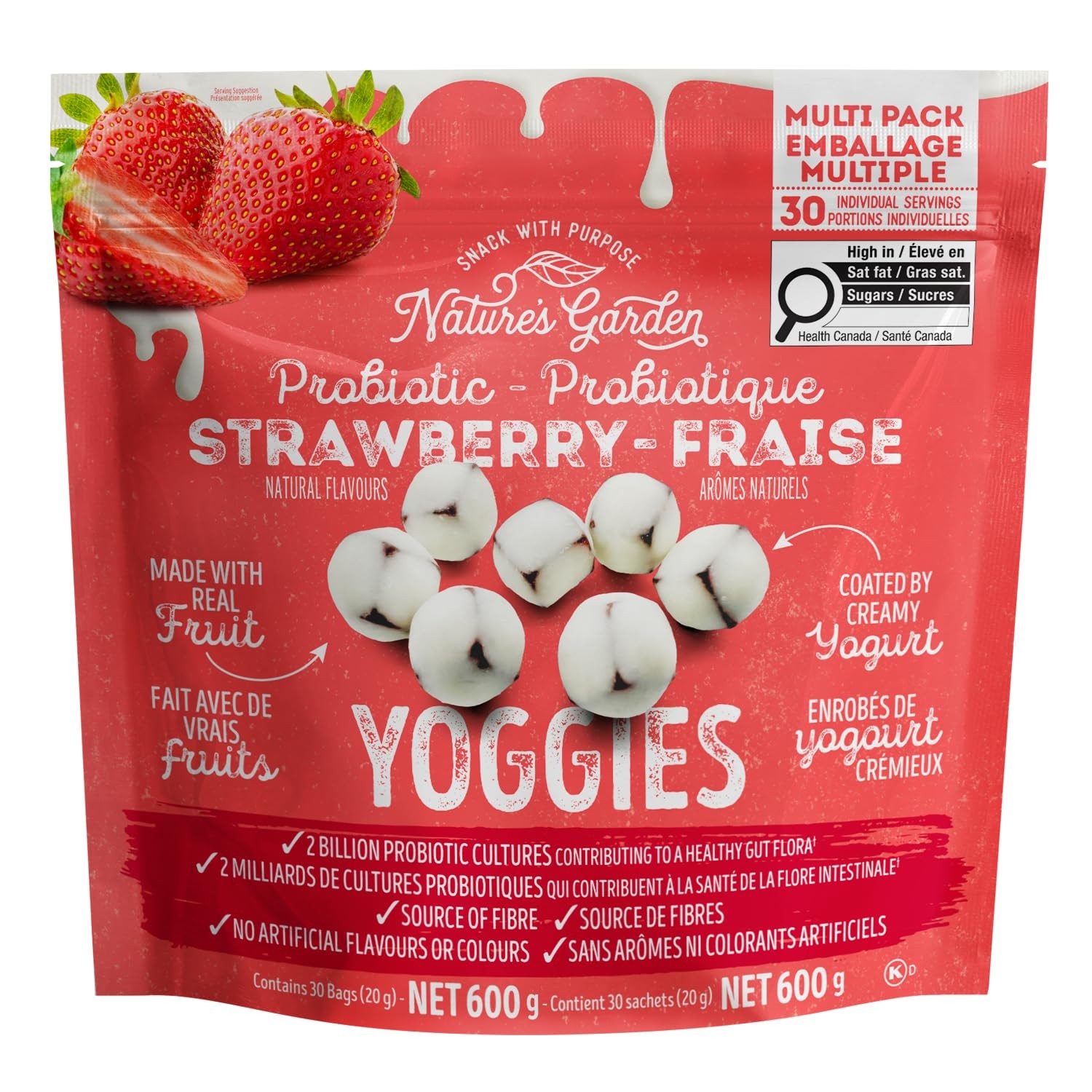 Nature’s Garden Probiotic Strawberry Yoggies, 21oz (30 x 0.7oz), Yoggie Bites