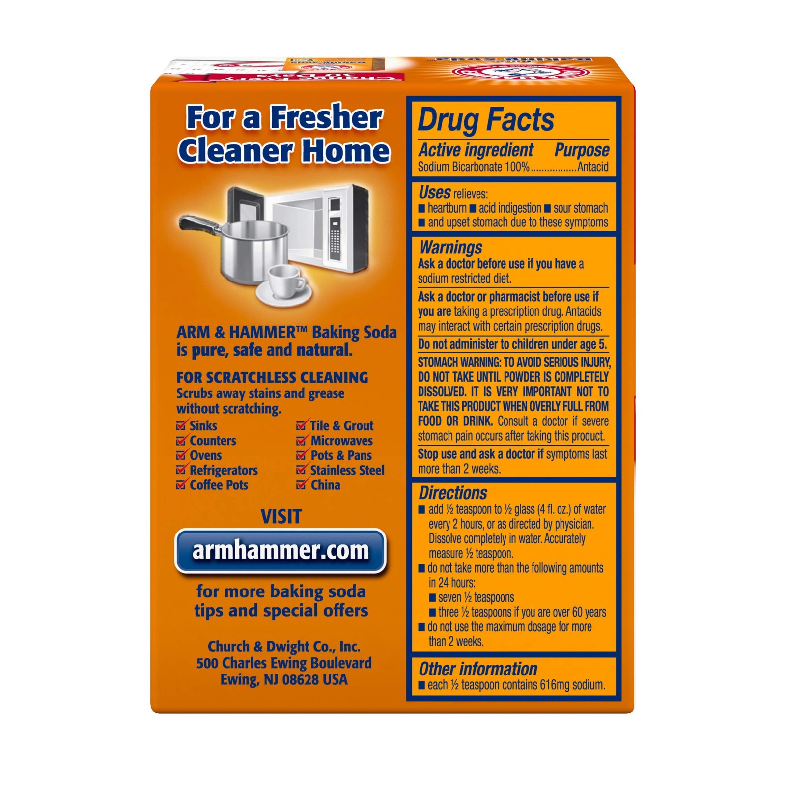 Arm & Hammer Pure Baking Soda, 8oz, Pack of 2 8 Ounce (Pack 2)