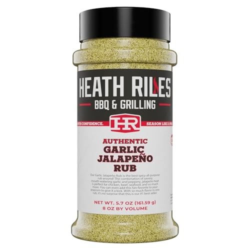 Heath Riles Garlic Jalapeno BBQ Rub 8 oz Seasoning for Smoking Grilling