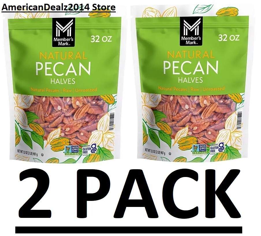 2 PACK – Member’s Mark Natural Pecan Halves 2 lbs (Total 4 lbs) FRESH!!
