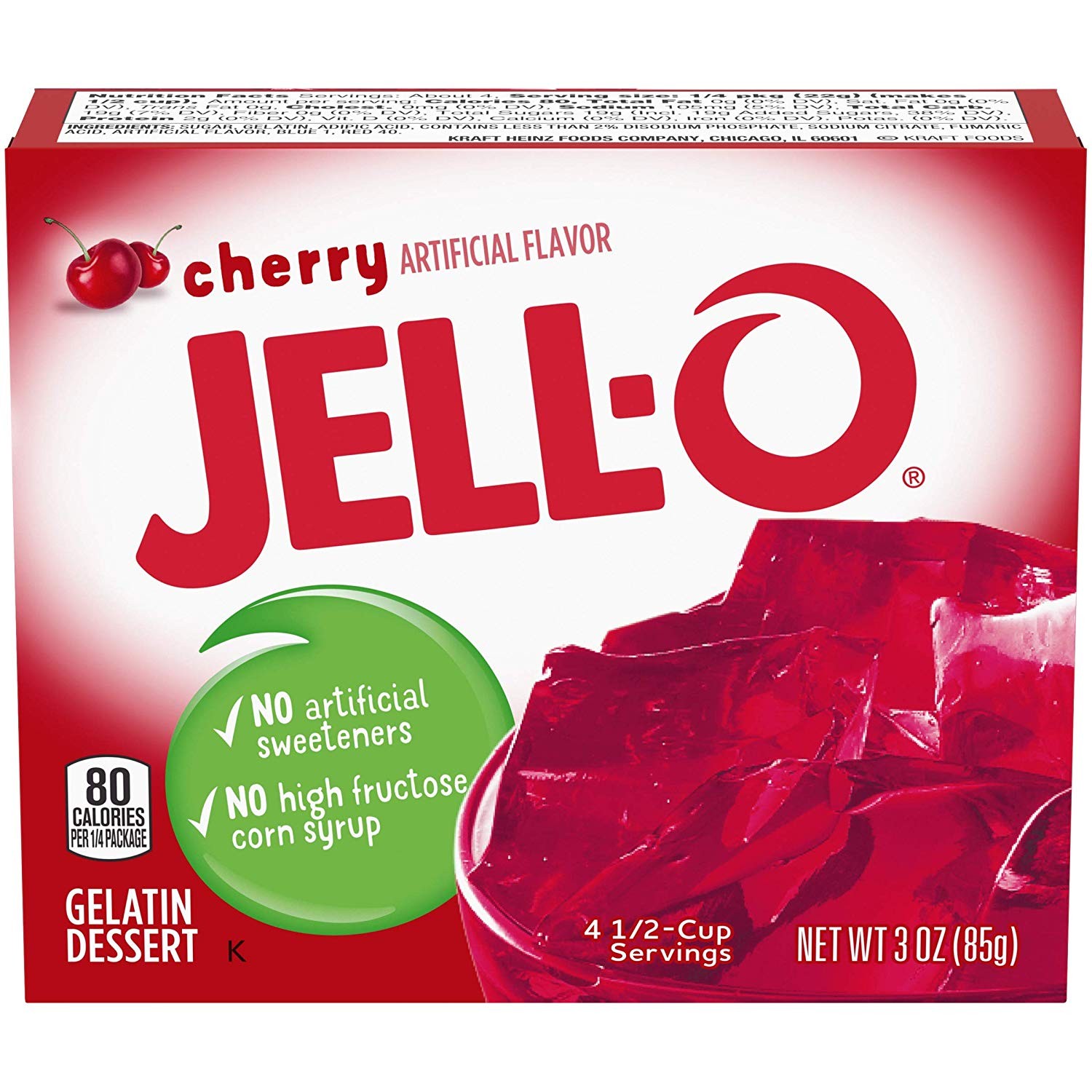 JELL-O Instant Cherry Gelatin Dessert Mix, 3 Ounce