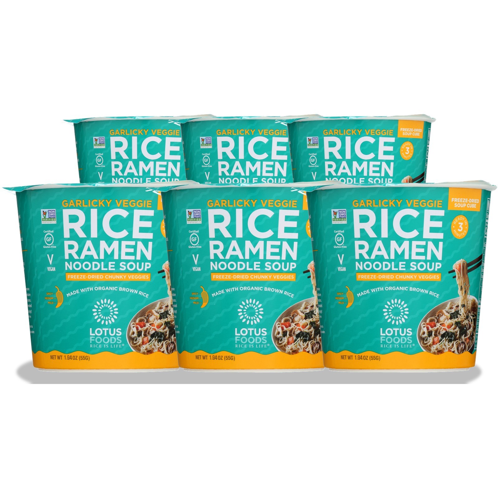 Rice Ramen Noodle Soup Garlicky Veggie By Lotus Foods 1.94 Oz 6 Pack