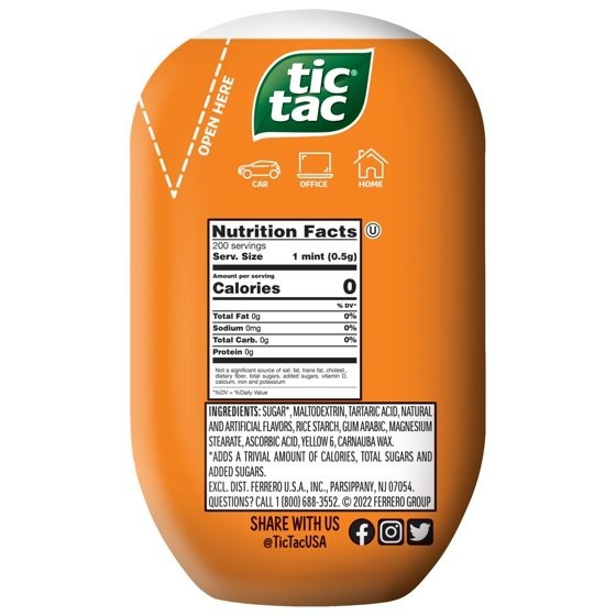 2 pack, Tic Tac Orange Flavored Mints, On-The-Go Refreshment, 3.4 oz Bottle Pack