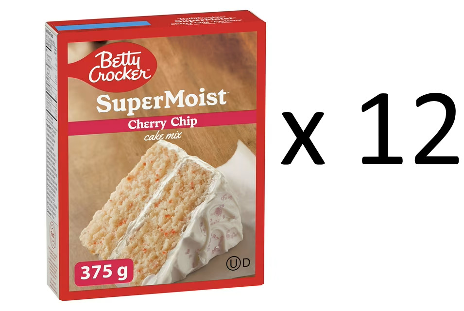 12 x Betty Crocker Super Moist Cherry Chip Baking Cake Mix 375g – FREE SHIPPING