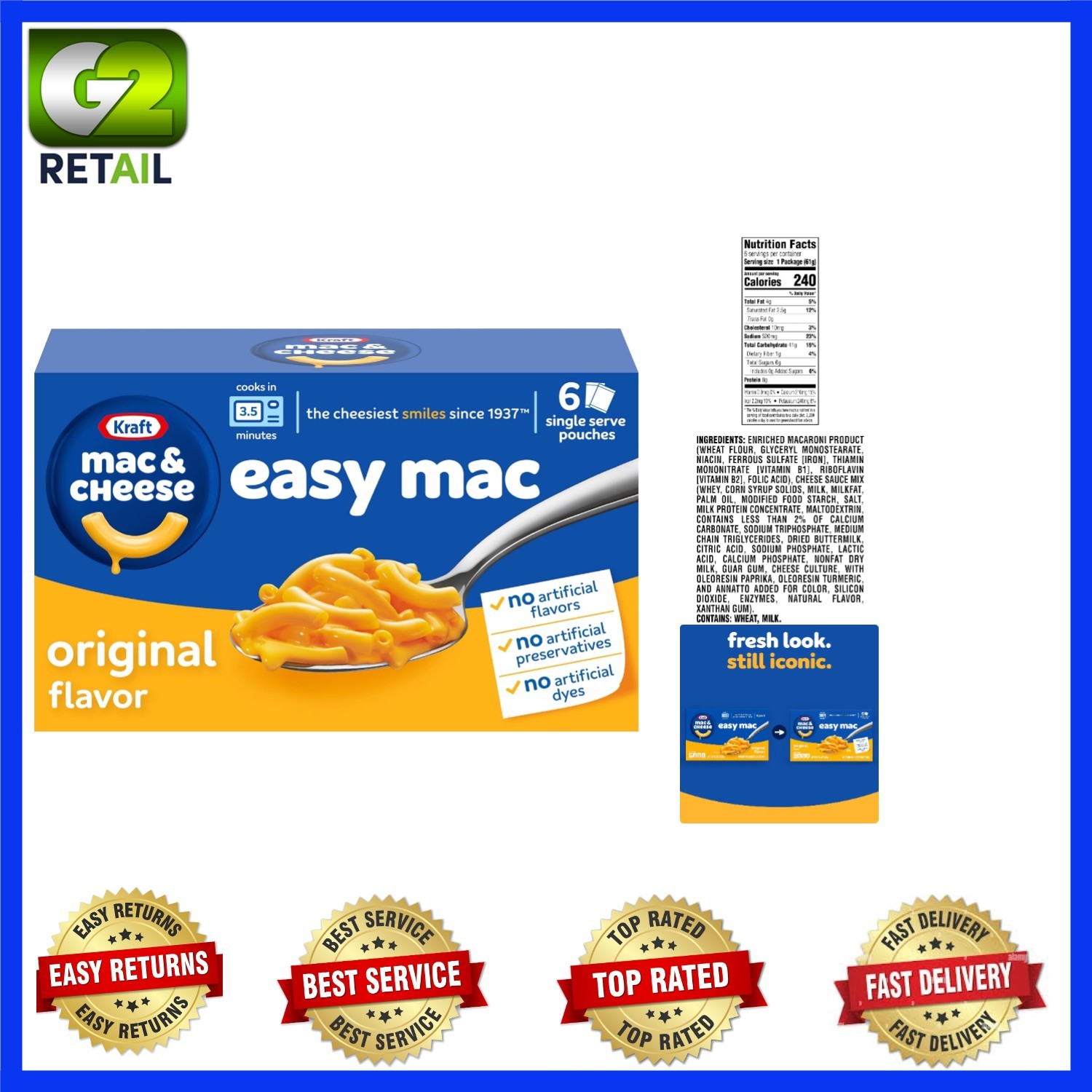 Creamy Kraft Easy Mac & Cheese 6 ct Pouches – Fast Comfort Food Ready in Minutes