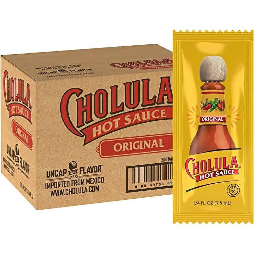Cholula Original Hot Sauce Packets 200 count – Individual Packets-New Kosher