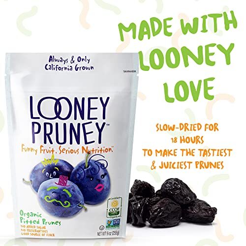 Looney Pruney Organic Pitted Dried Prunes for the Entire Assorted Sizes