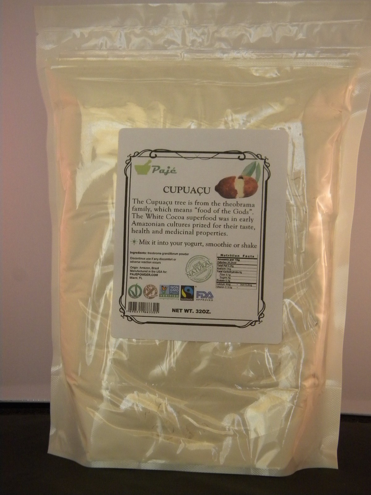 CUPUACU freeze dried fruit powder 32oz 2lb PAJE Superfoods, detox, fibers