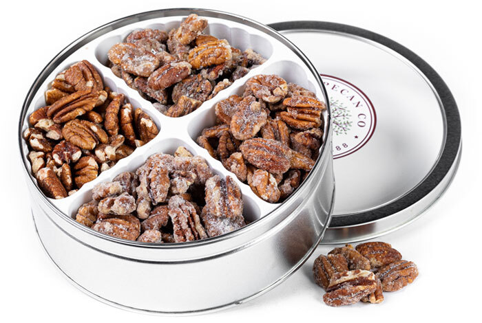 Four Flavors Pecan Gift Tin | 1 lb or 2 lb | Millican Pecan | San Saba, Texas