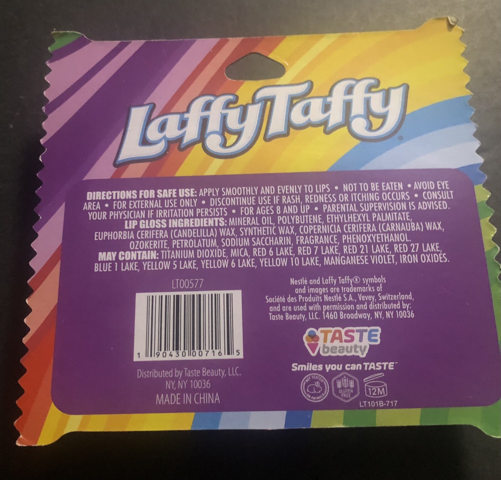 LAFFY TAFFY Vintage Candy Mystery Swirl Flavored Lip Gloss Lipgloss NIP
