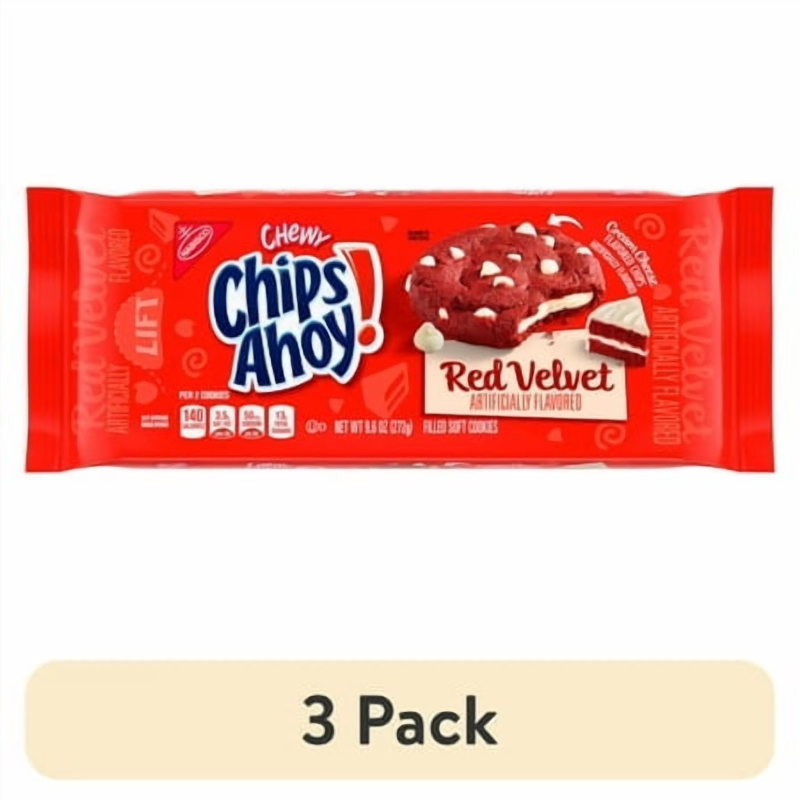 (3 pack) CHIPS AHOY! Chewy Red Velvet Cookies, 9.6 oz….
