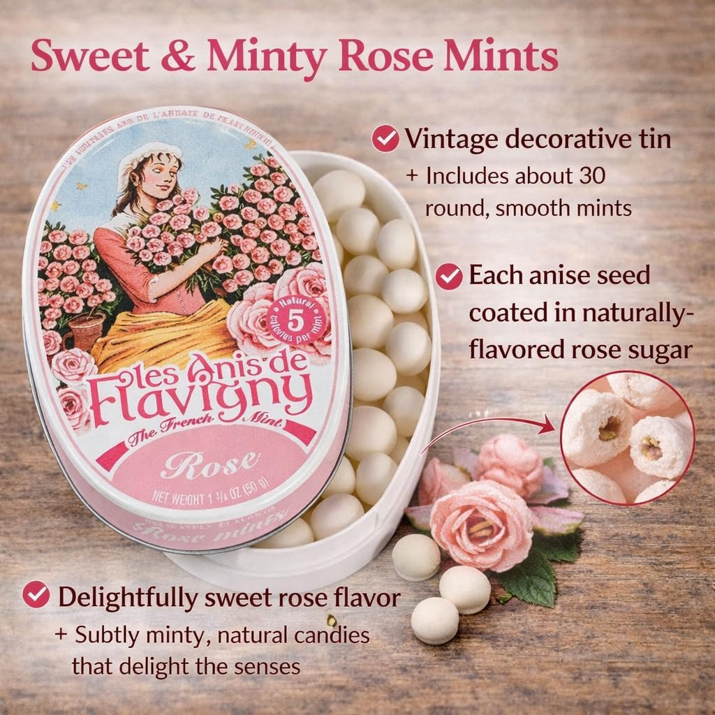 Les Anis De Flavigny Rose French Mints 1.75Oz Pack Of 1 Grocery Candy