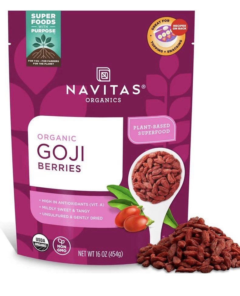 Navitas Organics Goji Berries For Smoothies, Trail Mix, Baked Goods Oatmeal 16oz