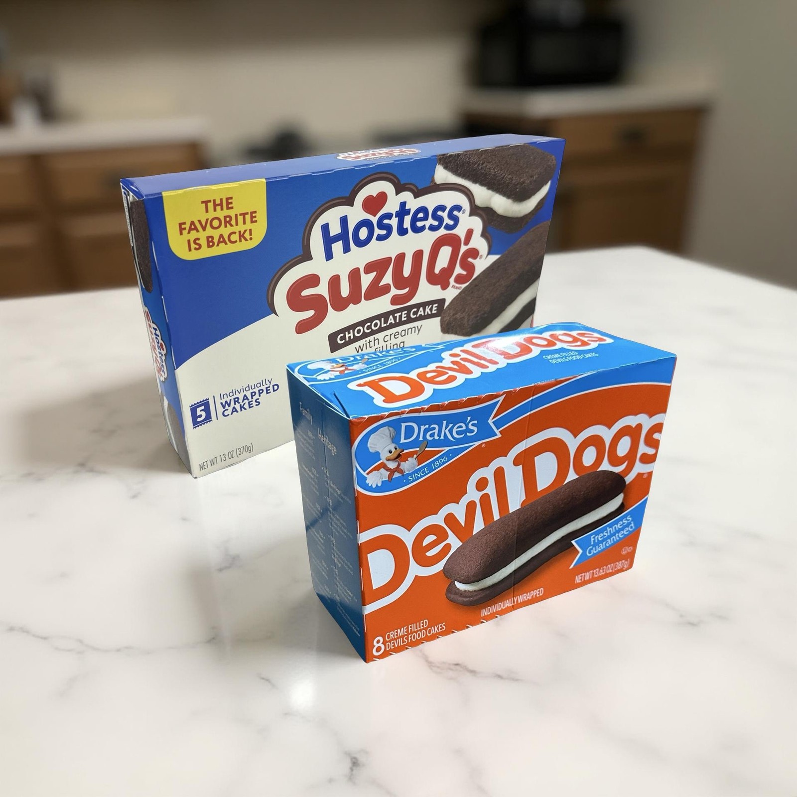 Hostess Suzy Q’s vs. Drake’s Devil Dogs Combo Pack, Cream Filled Chocolate Snack
