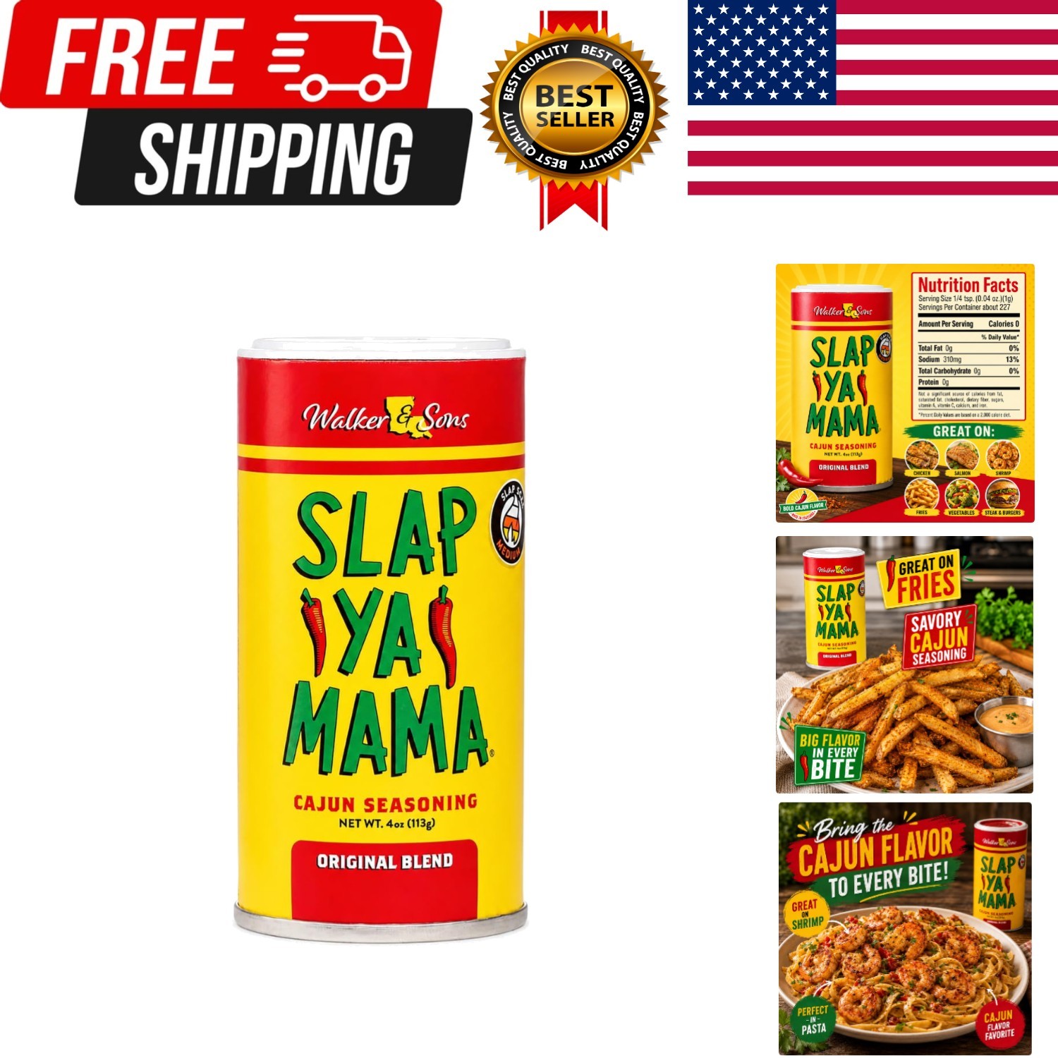 Cajun Seasoning from Louisiana, Blend, No MSG and Kosher, 4 Ounce
