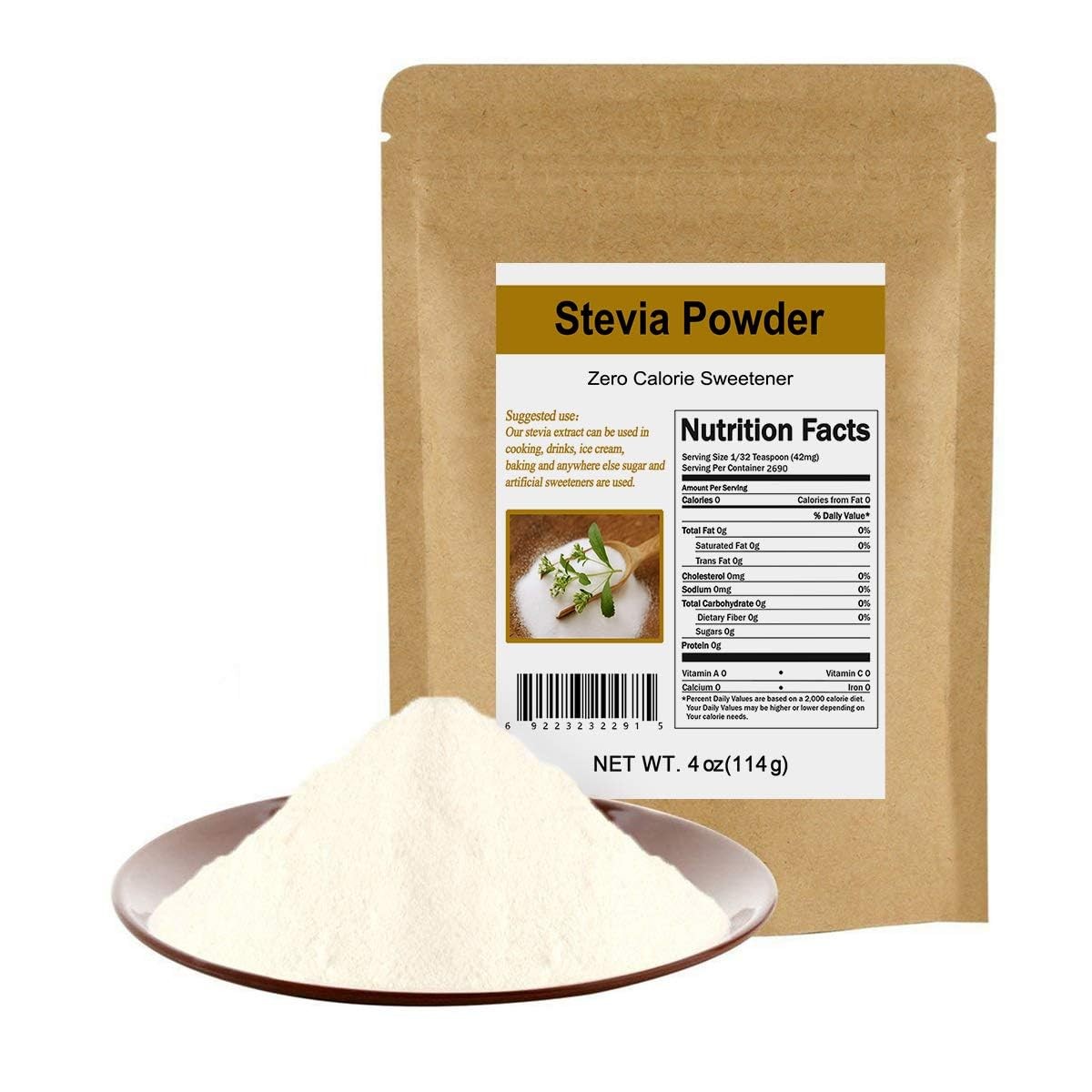 Stevia Powder Extract Natural Sweetener Zero 4 Ounce (Pack of 1)