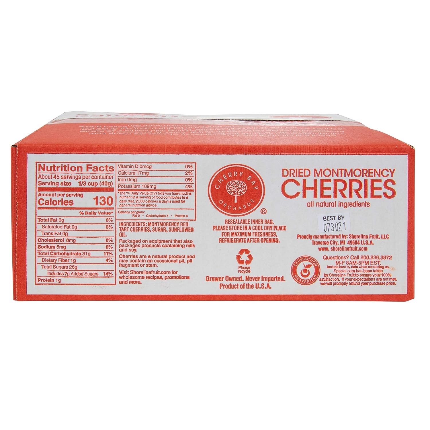 USA Grown Dried Montmorency Tart Cherries 4 lb Box