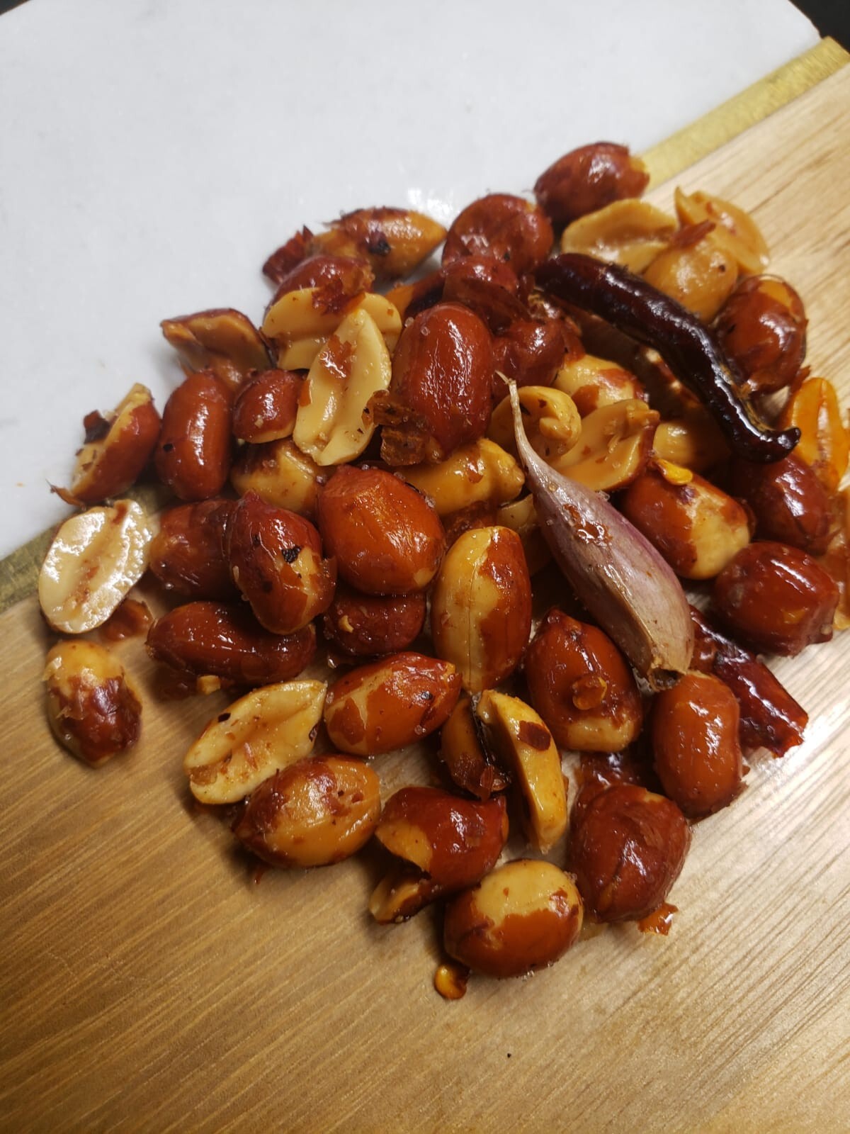 1/2 LB Roasted / Salted Peanuts With Chile de Arbol. Garlic, lime and Salt