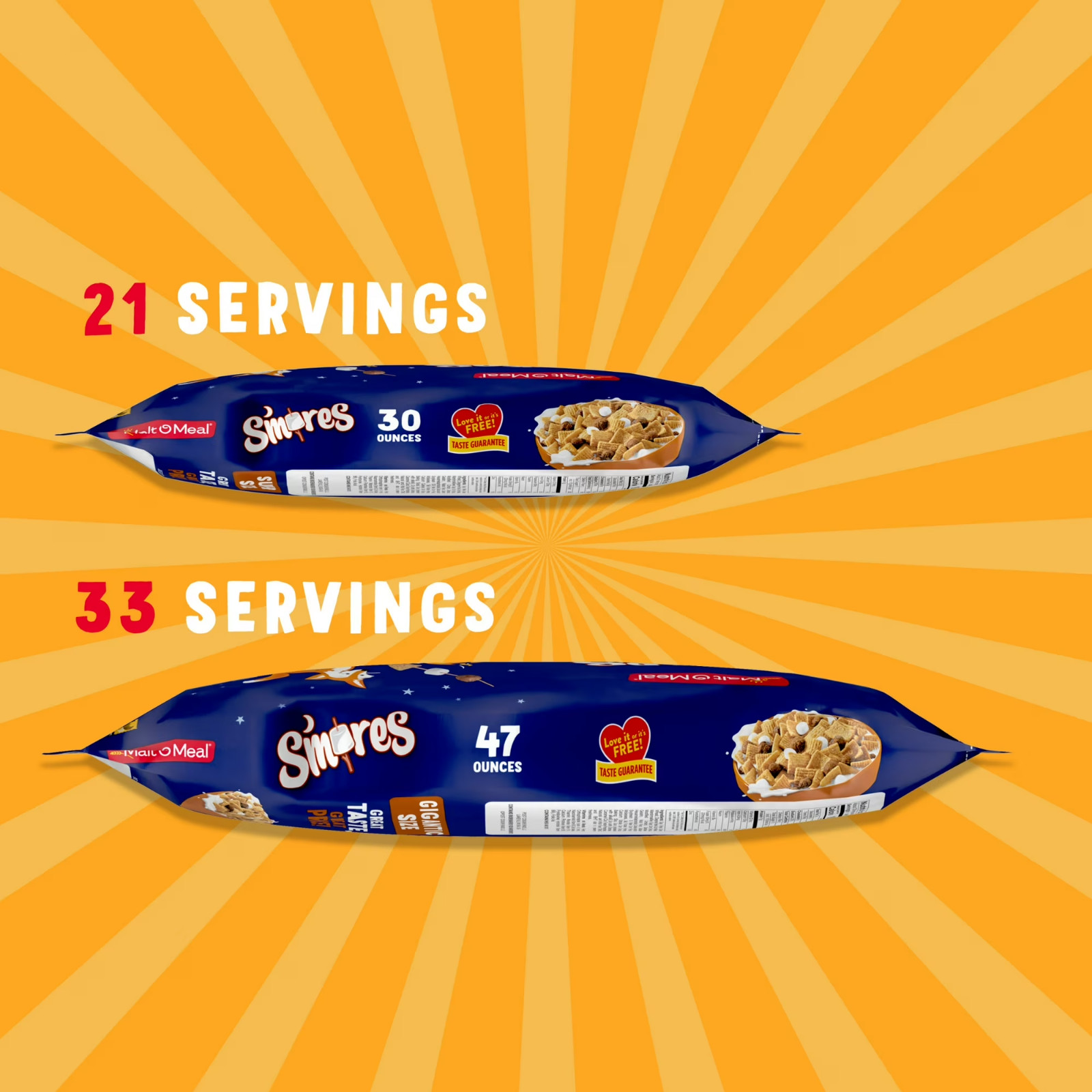 Malt-O-Meal S’mores Crunchy Breakfast Cereal, 47 oz Resealable Bag