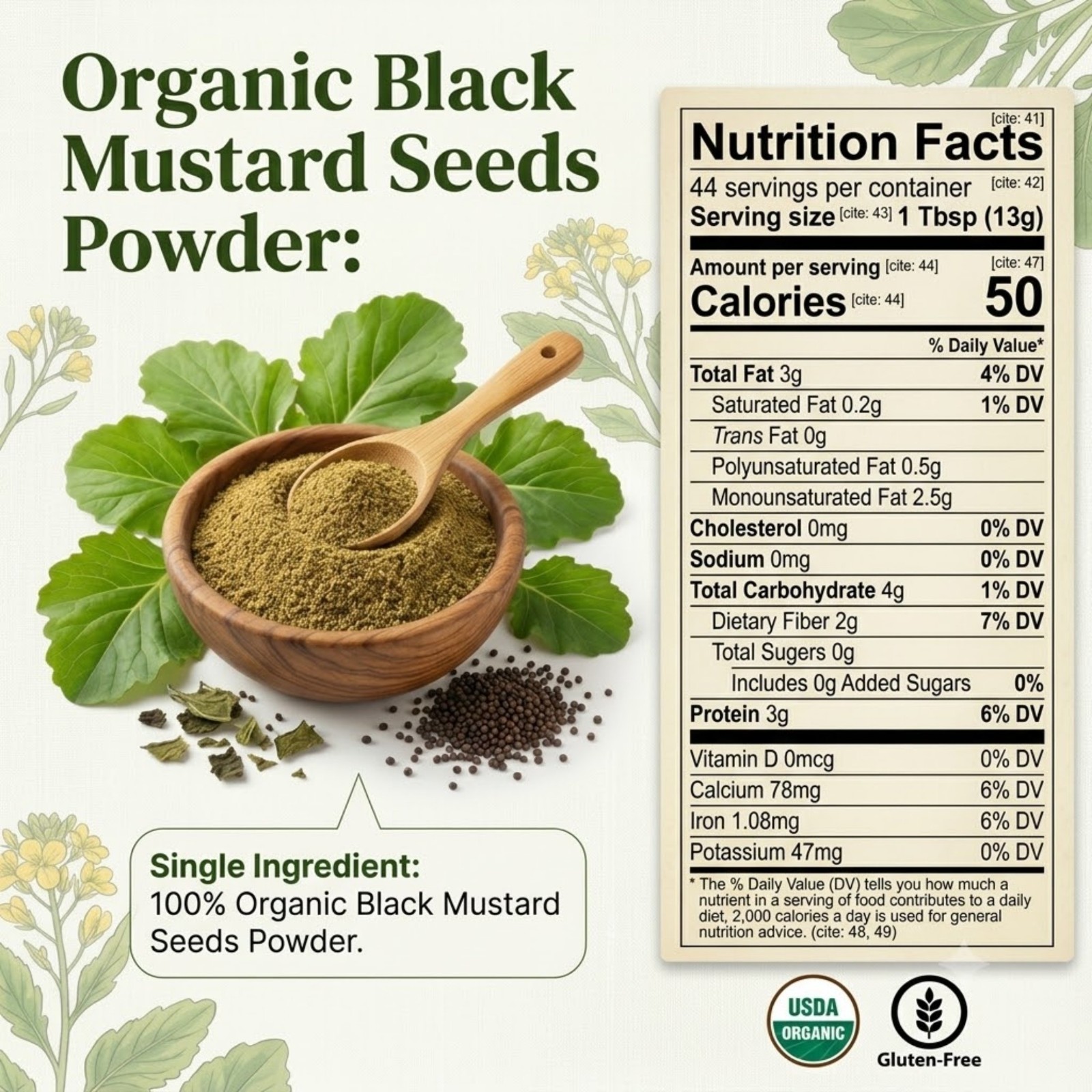 Spicy Organic Black Mustard Powder 4 oz | USDA Organic