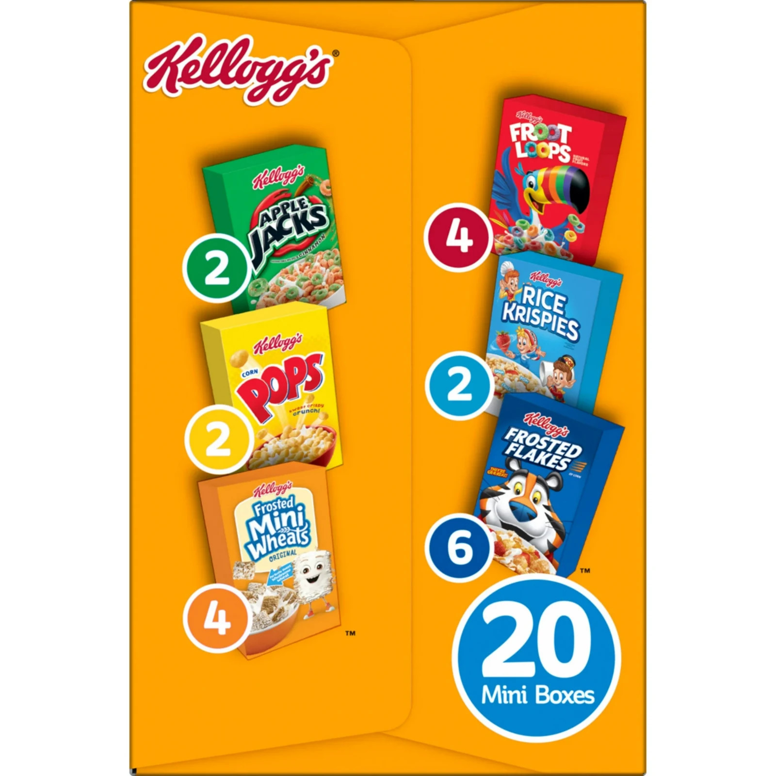 Kellogg’s Breakfast cereal Kids Snacks variety pack 21.8oz Box (20 Boxes)……